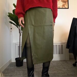 Commense Asymmetrical Olive Skirt